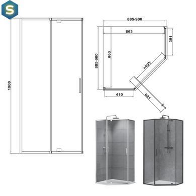 Душевая кабина пятиугольная 90х90 см Devit Art 2.0 FEN0140