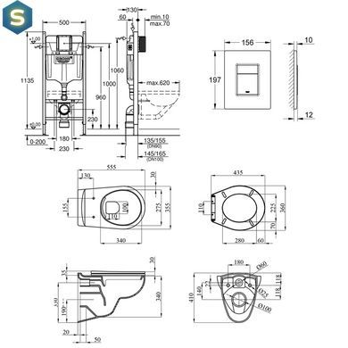 Комплект 4 в 1: Инсталляция GROHE Rapid SL 3 в 1 3884966Q + Унитаз безободочный Kroner Oker WHI533536 RIMLESS с сиденьем Slim Duroplast / Soft-close / Quick relase KO533536WHIR (388496