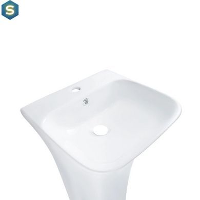 Умывальник напольный Qtap Crow 450x435x835 мм White + донный клапан PU02O, Белый