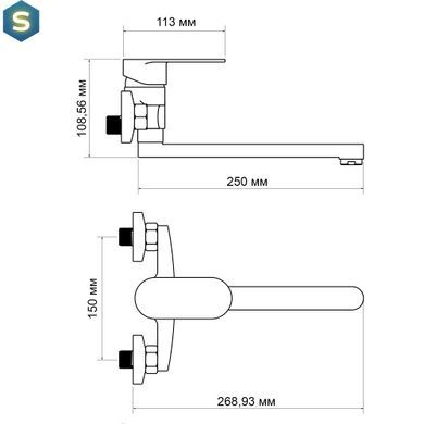 Смеситель для кухни Lidz Tani 009 настенный (k40) LDTAN009CRM44973 Chrome, Хром