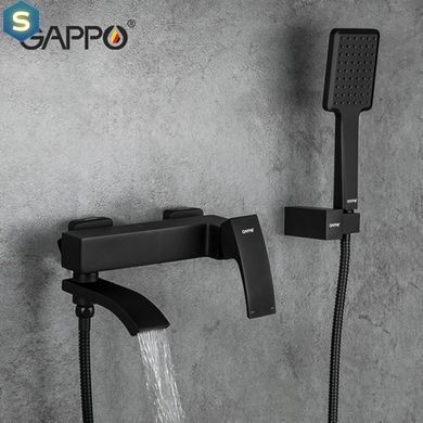 Смеситель для ванны однорычажный короткий гусак латунь &Oslash;35 черный Gappo 1/4 G3207-6, Черный матовый