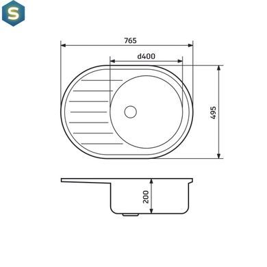 Кухонная мойка Adamant Ellipsis 765x495x200 mokko 000008400, Цемент матовый