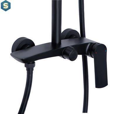 Душова система для душу Qtap Slavonice на два споживача QTSLA110BLM45914 Black matt, Черный матовый