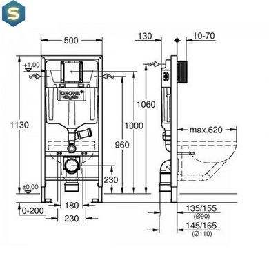 Інсталяція прихованого монтажу для унітазу Grohe RAPID SL 39002000