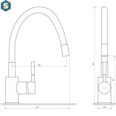 Смеситель для кухни Globus Lux Lazer GLLR-0203SB-10-BB, Черный матовый
