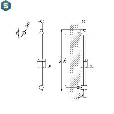 Штанга для душа Kroner KRP Edelstahl Klassisch - ESG230 CV022984, Хром матовый