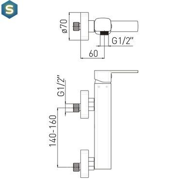 Смеситель для душа Volle Sota 35 мм хром 1538.100101, Хром