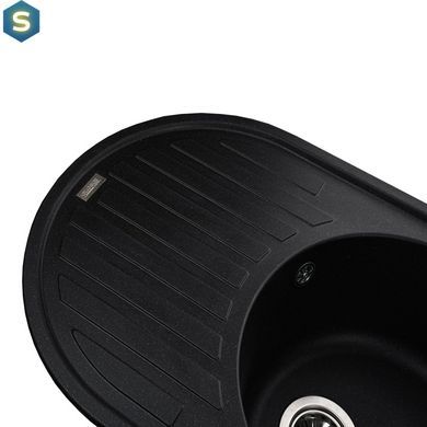 Кухонная мойка гранитная Globus Lux Ohara черный металлик 770х500мм-А0001, Черный/золото