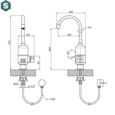 Проточний водонагрівач Kroner KRM Volt - CW090 з дисплеєм CV014407