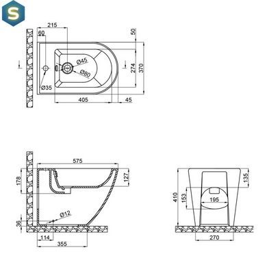 Биде напольное Qtap Robin QT13442141CW, Белый