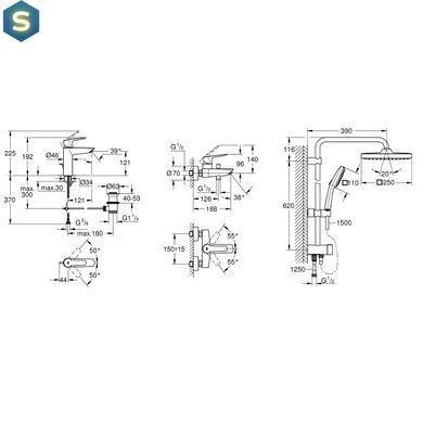 Набір змішувачів 3 в 1 для ванної кімнати Grohe QuickFix Start M-Size UA202305RM, Хром