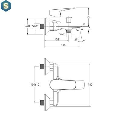 Смеситель для ванны Imprese Modus f03208201SR, Хром