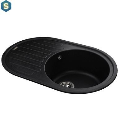 Кухонная мойка гранитная Globus Lux Ohara черный металлик 770х500мм-А0001, Черный/золото