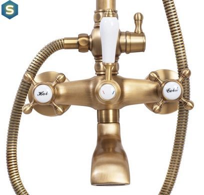 Душова система Rea Bergamo antique bronze з виливом REA-P5002, Бронза