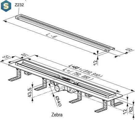 Душевой канал Ravak OZP Zebra 750 X01433
