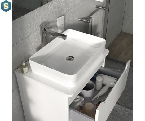 Тумба підлогова Sanwerk "Ера" 60 біла з Топ панеллю та умивальником "Rapid 50x35" (MV0000902), Білий
