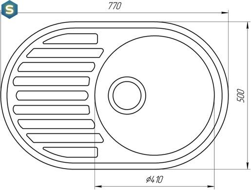 Кухонная мойка гранитная Globus Lux Ohara черный металлик 770х500мм-А0001, Черный/золото