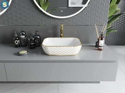 Умивальник Mexen Rita white diamond gold накладний MEX-21084509, Золотий