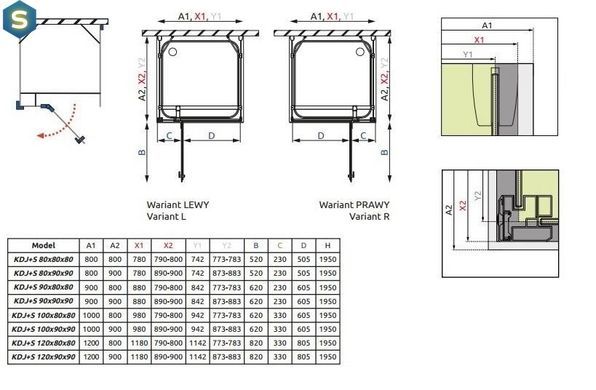 Душевая кабина Radaway Almatea KDJ+S 90x100х90x195 31554-01-01R1+31554-01-01R2