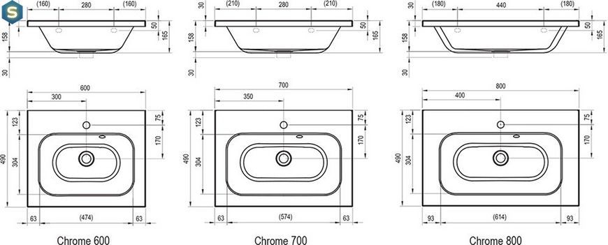 Умивальник Ravak Chrome 700 з переливом XJG01170000, Білий