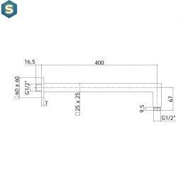 Верхній душ Paffoni Syncro Quadro 200x200xh8 мм із тримачем 400 мм black matt ZSOF075NO + ZSOF063NO, Черный матовый