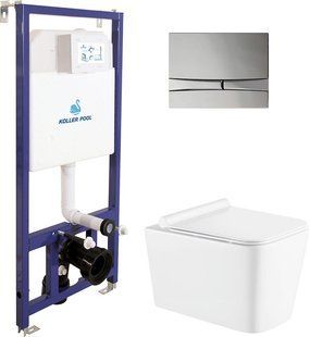 Установка KOLLER POOL Dune 1200SL + панель смыва Integro Cosmo White + подвесной унитаз Kvadro с сиденьем Soft Close дюропласт