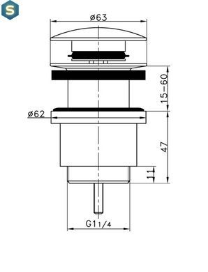 Донний клапан Frap F62-7 натискний, 1 1/4", чорний, Черный матовый