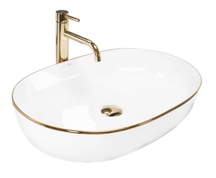 Умывальник Rea Cleo 61 подвесной white gold edge REA-U6211, Белый