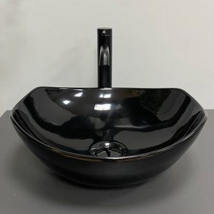 Умывальник VBI Ronta dark black glossy накладний VBI-017301, Чорний/золото
