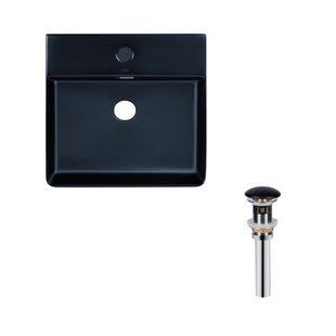 Умывальник Qtap Nando LT подвесной прямоугольный 500х420х120 мм Black matt + донный клапан PU03O, Черный матовый