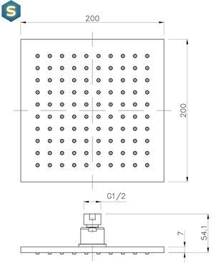 Верхний душ 200 мм Imprese SQ200B, Хром