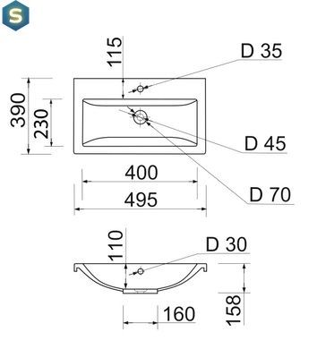 Умывальник Adamant Cers 50 white 4824296204001, Белый