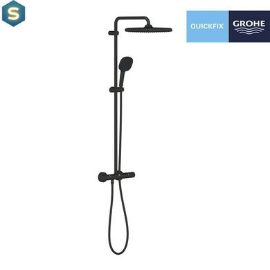 Душевая система термостатическая Grohe QuickFix Vitalio Comfort System 250 Cube 266962431, Черный матовый