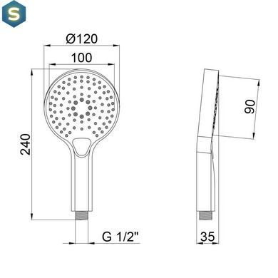 Ручной душ Qtap Rucni A120O3KBB, Черный/золото