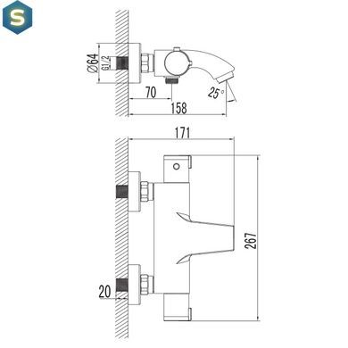 Термостат для ванны Imprese Kucera хром f03203401AB, Хром