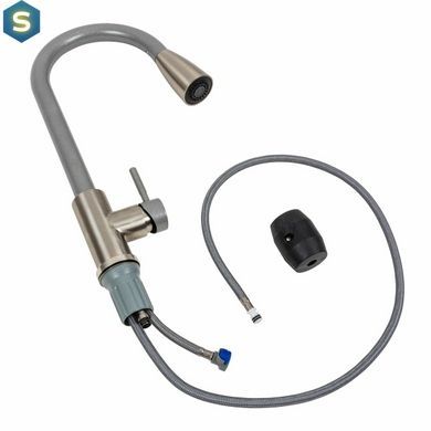 Смеситель для кухни с выдвижным изливом Platinum KT 8203 (8614) серый муссон, Каппучино