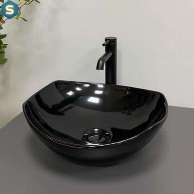 Умывальник VBI Ronta dark black glossy накладной VBI-017301, Черный/золото