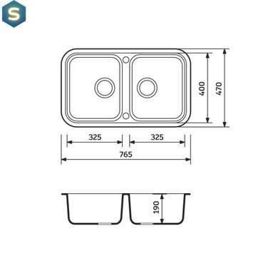 Кухонная мойка Adamant Twins 765x470x190 чёрный 90223, Черный/золото