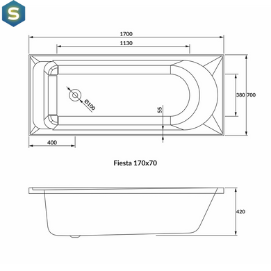 Ванна акрилова Volle Fiesta Neo 170x70 1234.001770, Білий