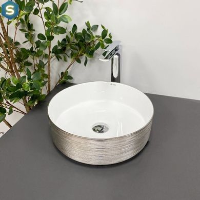 Умивальник (раковина) VBI PRATO SILVER WHITE накладний, Сріблястий