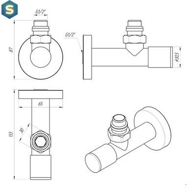 Кран кутовий Luxon подовжений для рушникосушки 1/2"-1/2" (ZZ-5101)