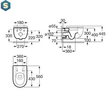Комплект інсталяція Grohe Rapid SL 38772001+ унітаз підвісний Roca Meridian A34H240000 з кришкою Soft Close