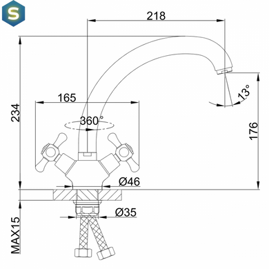 F42732-B (H732) Змішувач для кухні буксовий гайка Frap 1/10, Хром