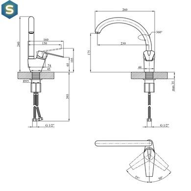 Змішувач для кухні Kroner KRM Odra - C036 CV021186, Хром