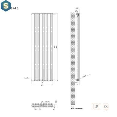 Радіатор дизайнерський Ideale Adele 12 8/1500/472 чорний, Чорний/золото