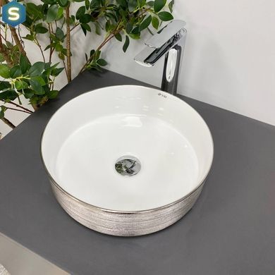 Умивальник (раковина) VBI PRATO SILVER WHITE накладний, Сріблястий