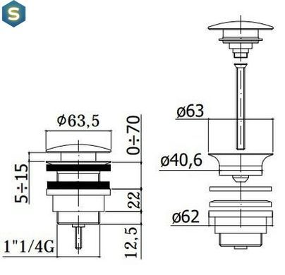 Донний клапан Paffoni ZSCA 050 NO, Черный матовый