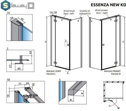 Душевая кабина Radaway Essenza New Black KDJ 110Lx110x200 385041-54-01L+384053-54-01