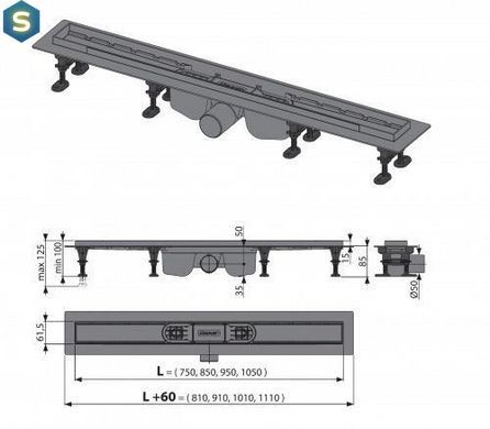 Дренажний канал Alcaplast APZ12-850