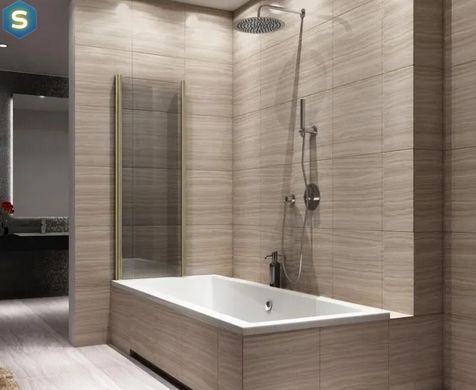 Шторка для ванни Rea Agat-2 80 brushed gold складана REA-W2500, Універсальна, прозорий, золотий